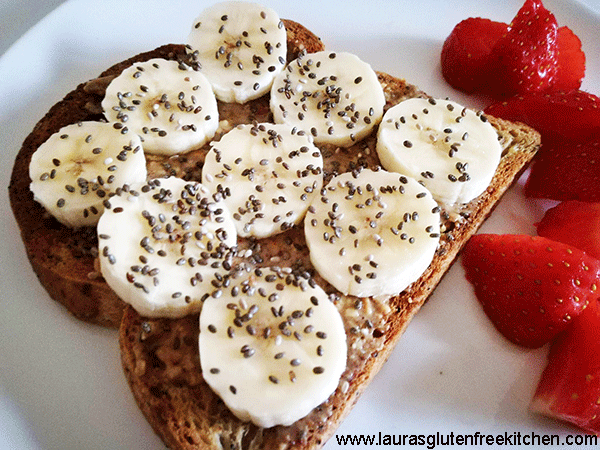 Gluten Free Almond Butter, Banana & Chia Seed Toast