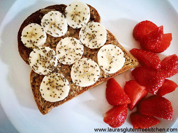 Gluten Free Almond Butter, Banana & Chia Seed Toast