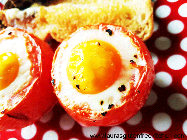 Gluten Free Baked Eggs in Tomato Cups