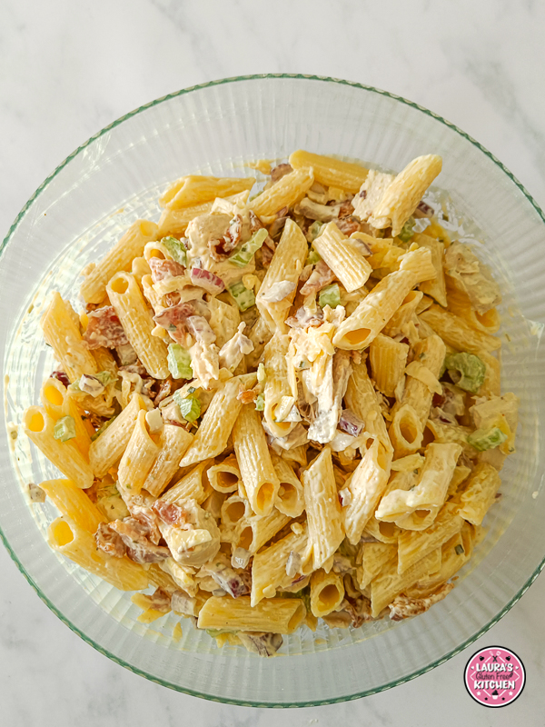 gluten-free pasta salad with bacon and ranch.