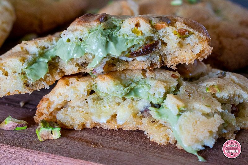 Gluten-free white brown butter pistachio cream white chocolate cookies