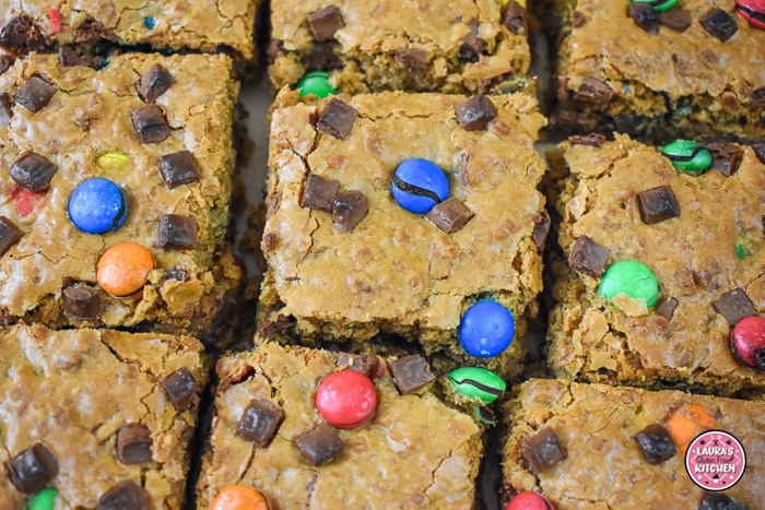 Gluten-Free Oatmeal M&M Cookie Bars