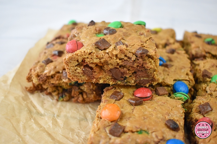 Gluten Free Oatmeal M&M Cookie Bars