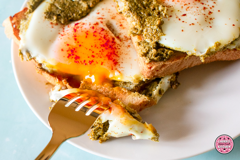Gluten free pesto fried eggs