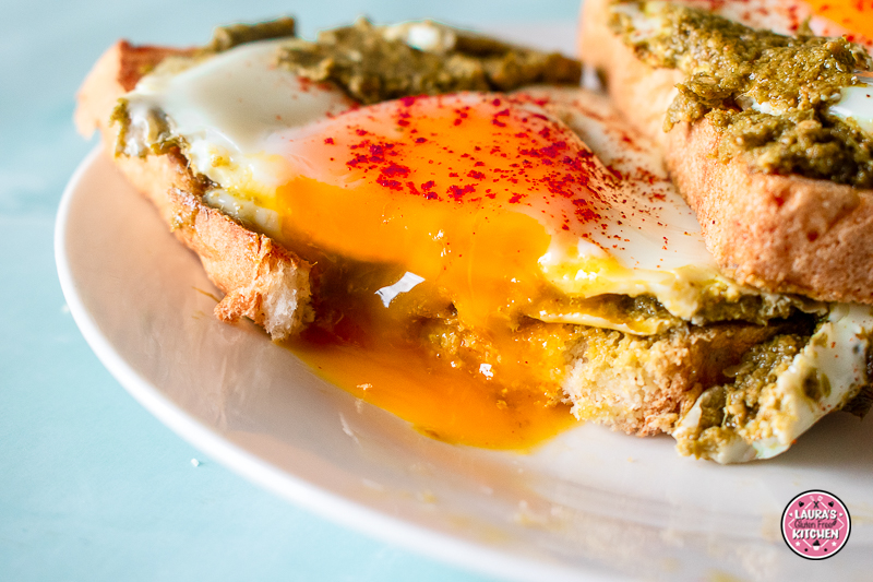 Gluten free pesto fried eggs