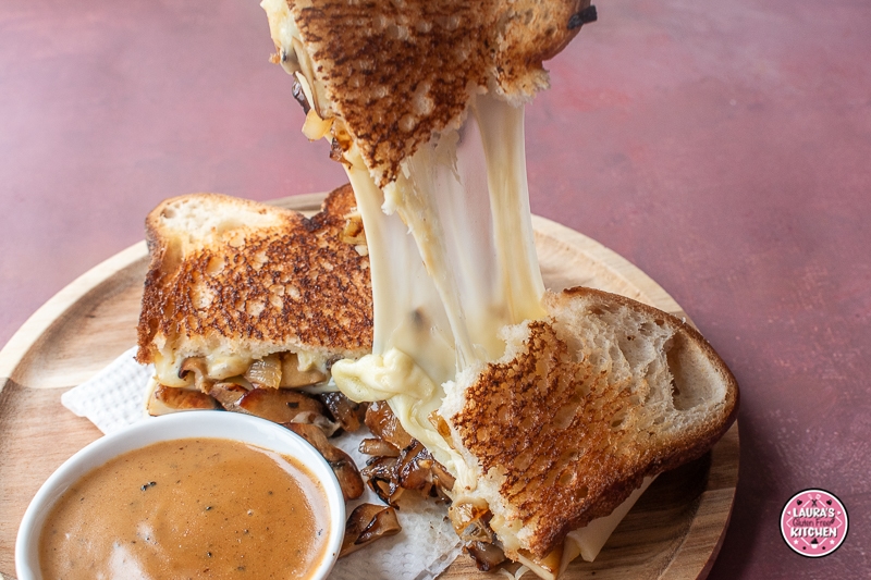 Gluten-Free Grilled Cheese with Gouda, Mushrooms, and Onions